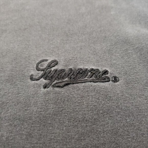 SUPREME Distressed T-Shirt Black Grey Embroidered Logo (Men's Size XL) As Is - Picture 5 of 7